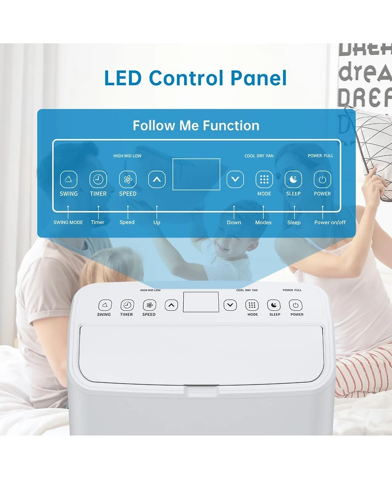 Xo 14,000 Btu Portable Air Conditioner, 4-in-1 Cooling, Dehumidifier, Fan and Sleep Mode, Remote Control, Window Kit