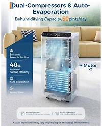 Xo 2-Piece Set of 8,000 Btu Portable Air Conditioners with 4-in-1 Cooling, Dehumidifier, Fan and Sleep Modes, Quiet 48 dB