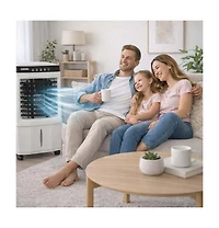 Xo Portable Air Cooler Fan, 3 Speeds, 1600ml Tank, Remote Control, 2/4/8H Timer, Adjustable Airflow, for Bedroom Office Desk
