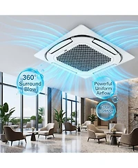 Xo Btu Ceiling Cassette Mini Split Air Conditioner, 8-Way 360degree(s) Airflow