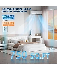 Xo 12000 Btu Mini Split Air Conditioner and Heat Cool Up to 750 Sq.Ft, 19 SEER2 208-230V Ductless Air Conditioner