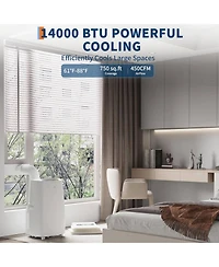 Xo 3-in-1 Quiet 14000 Btu Portable Air Conditioner with Cool/ Dry/ Fan Modes, Cools Up to 750 Sq.ft. for Home, Dorm, Apartment
