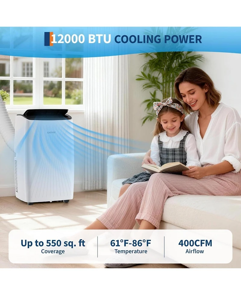 Xo 12000 Btu Efficient Portable Air Conditioner with Cooling and Dehumidification for Home or Office Cooling covers up to 550 sq.ft.