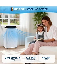 Xo 12000 Btu Efficient Portable Air Conditioner with Cooling and Dehumidification for Home or Office Cooling covers up to 550 sq.ft.