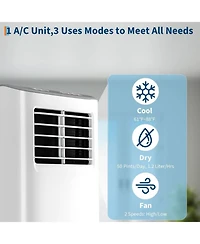 Xo 8,000 Btu Efficient 3-in-1 Portable Air Conditioner with Fan and Dehumidifier for Home, Easy Installation