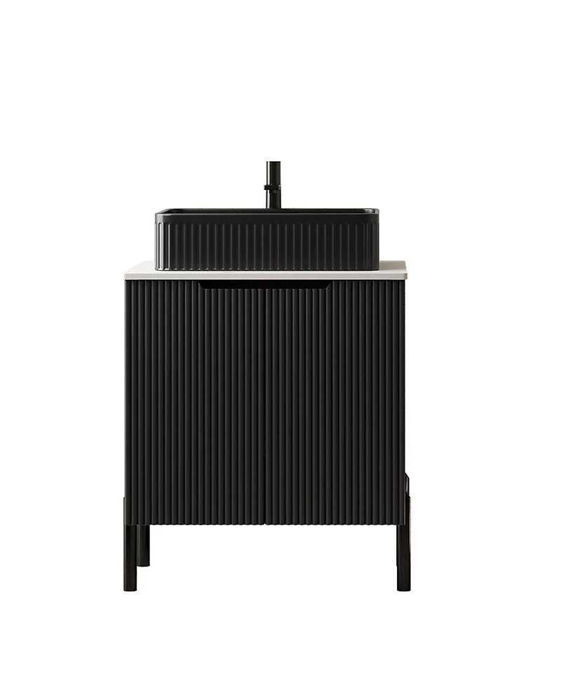 Sillysis 24 Inch Bathroom Vanity, Ceramic Basin, Sintered Stone Countertop, Soft Close Door Storage Cabinet