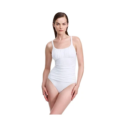 Profile by Gottex Womens Tutti Frutti Fashion Shirred Peasant One Piece Swimsuit