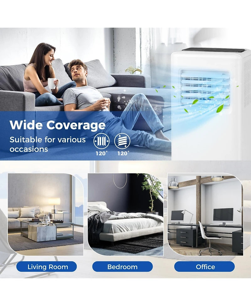Ecooso 3-in-1 8000 Btu Portable Air Conditioner with Remote Control
