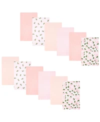 Hudson Baby Girl Cotton Poly Flannel Burp Cloths Bundle