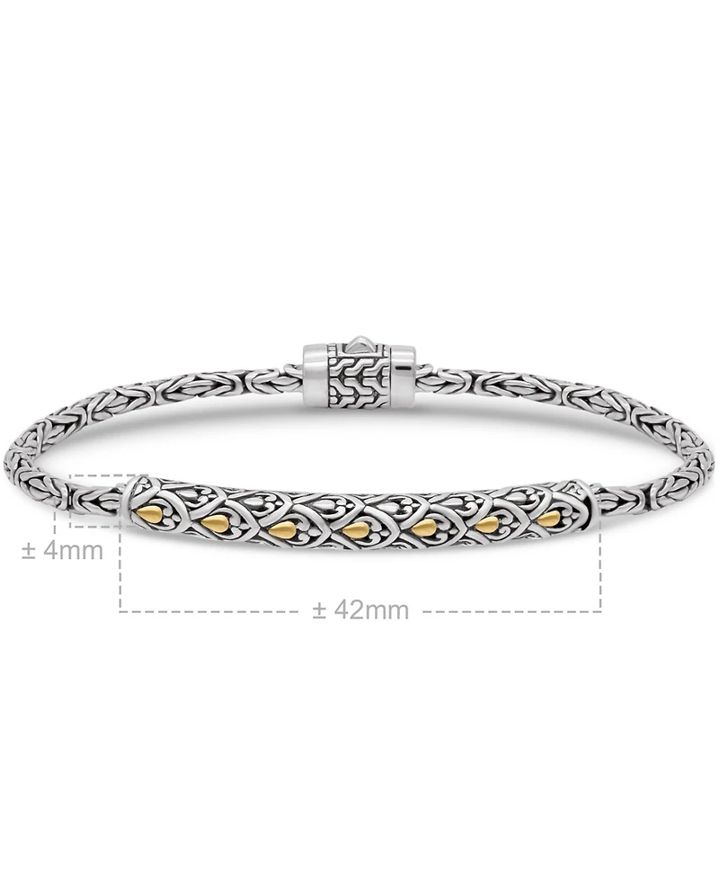 Devata Dragon Skin with Borobudur Chain Bracelet Sterling Silver and 18K Gold Accents