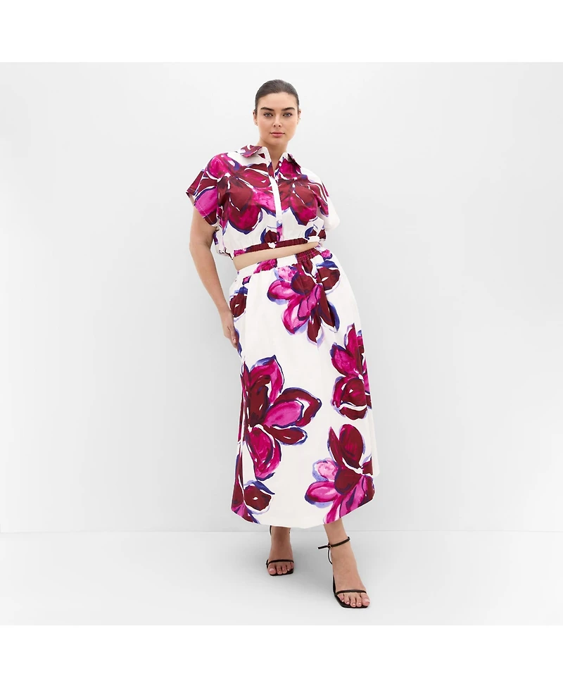 City Chic Women's Holiday Bloom Print Shirt