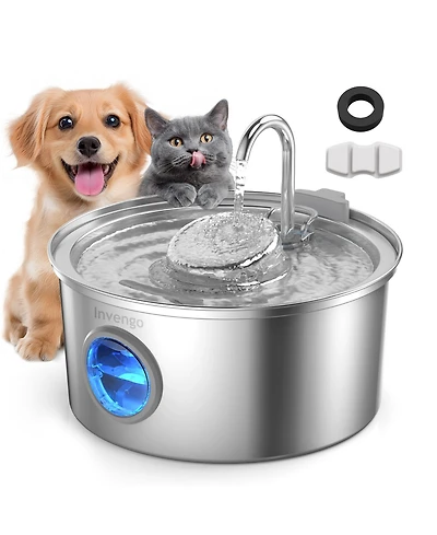 Ltmate Cat Water Fountain Stainless Steel, 108oz/3.2L,Automatic Cat Water Dispenser for Cats and Dogs