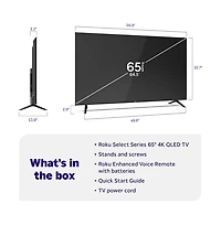 Roku 65" Select Series 4K Qled Smart Tv Dolby Vision Hdr Hdmi Usb Streaming - 65R5D5