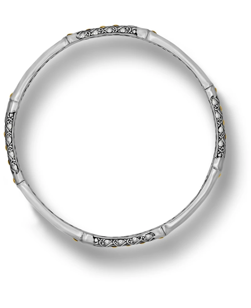 Devata Bamboo Slide-on Bangle Bracelet Sterling Silver and 18K Gold Accents