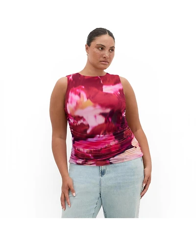City Chic Women's Lidia Ruched Print Top