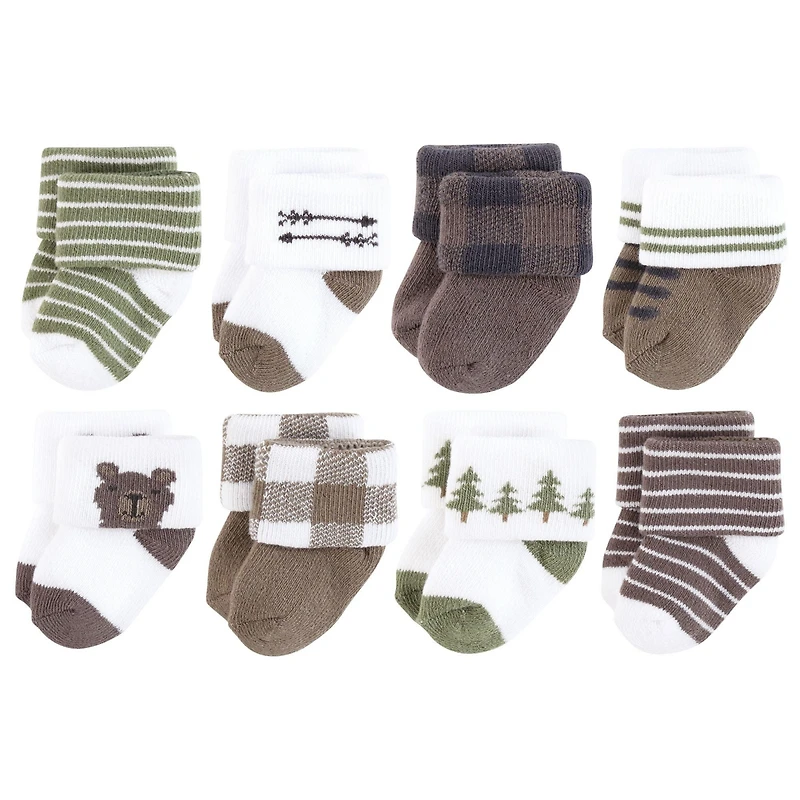 Hudson Baby Infant Boys Cotton Rich Newborn and Terry Socks 8-Pack