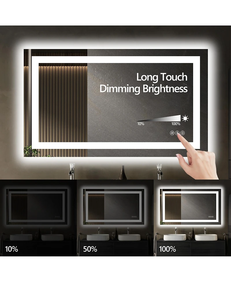 Rainsken 24x32 Inch Led Bathroom Mirror, Wall Mounted Anti-Fog Vanity Mirror, Shatterproof, Explosion-Resistant for Bathroom