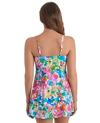 ShapeSolver Women's Square Neck Princess Seam Swim Dress
