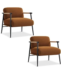 gaomon Modern Accent Chair, Comfy Chair with Metal Frame Wooden Armrest, Cozy Reading Chair with Soft Cushion for Bedroom