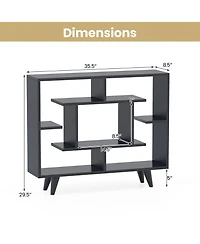 Gymax Bookshelf Geometric Bookcase with Anti Tipping Kit Storage Shelving Unit