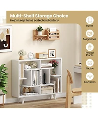 Gymax Bookshelf Geometric Bookcase with Anti Tipping Kit Storage Shelving Unit