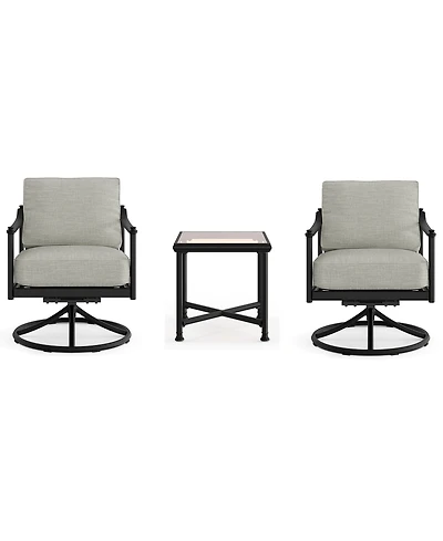 Agio Wellington 3-Piece Outdoor Swivel Rockers and Side Table Set