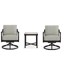 Agio Wellington 3-Piece Outdoor Swivel Rockers and Side Table Set