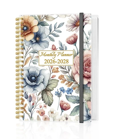 Gnuadz 2026-2028 Monthly Planner 36 Month Calendar Flexible Cover Inner Pocket Home School Office Colorful Large Flower