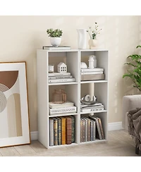 Gymax 3 Cube Bookshelf Modern Vertical Bookcase with Back Guardrail and Anti Tipping Kits