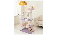 Zeus & Ruta 66 Inch Tall Cat Tree with Sisal Covered Scratching Posts for Indoor Cats
