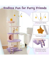 Zeus & Ruta Multi Level Cat Tower with Sisal Covered Scratching Posts for Indoor Cats