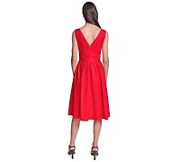 Karl Lagerfeld Paris Women's Double Bow Fit & Flare Midi Dress