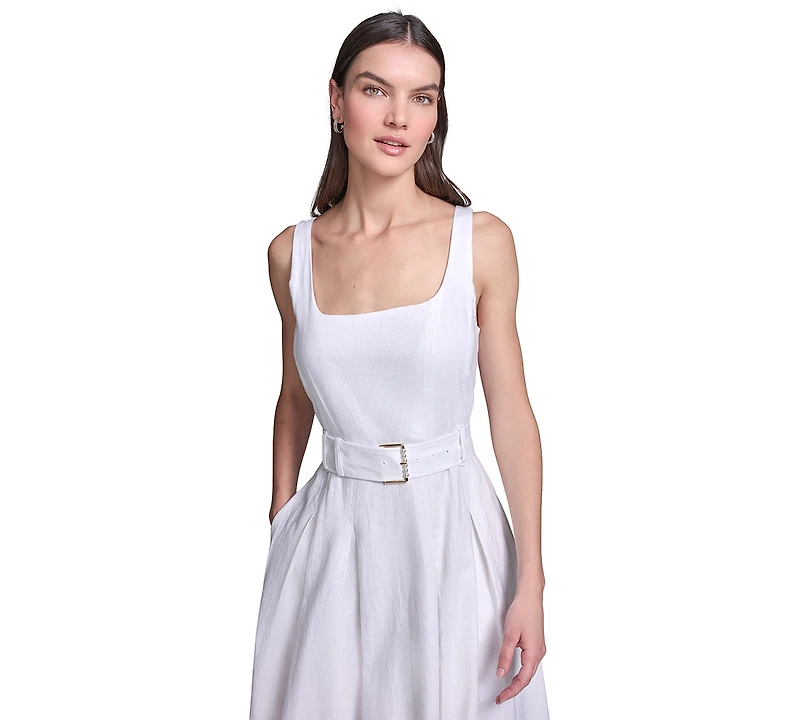 Karl Lagerfeld Paris Women's Square Neck Fit & Flare Midi Dress