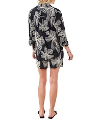 Tribal Women's Embroidered Crosshatch Button Top