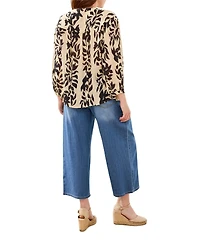 Tribal Women's Printed Woven Hidden Placket Top