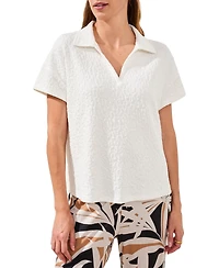 Tribal Women's Fuzzy Textured Johnny Collar Top
