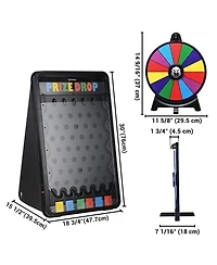 WinSpin 19x30" Prize Drop Board with Led Light and 12" Prize Wheel Fortune Game