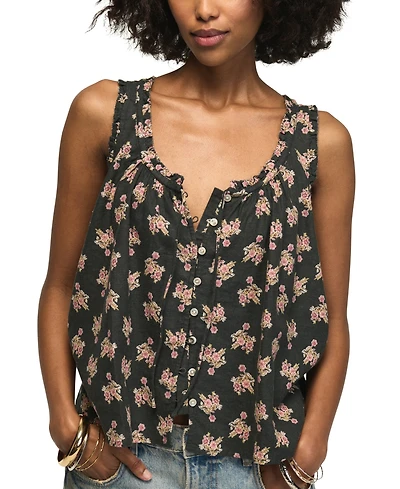 Lucky Brand Women's Scoop Neck Floral Printed Swing Tank Top