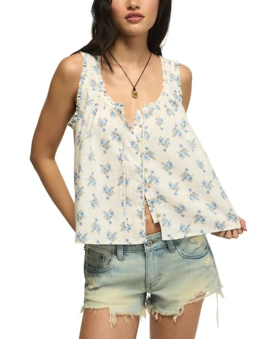 Lucky Brand Women's Scoop Neck Floral Printed Swing Tank Top