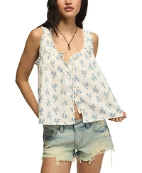 Lucky Brand Women's Scoop Neck Floral Printed Swing Tank Top
