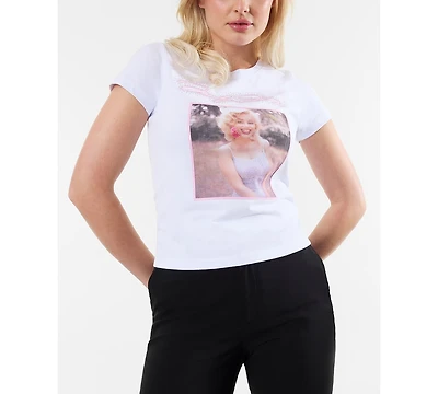 Guess Women's Marilyn Short-Sleeve Crewneck Picture Script T-Shirt