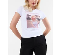 Guess Women's Marilyn Short-Sleeve Crewneck Picture Script T-Shirt