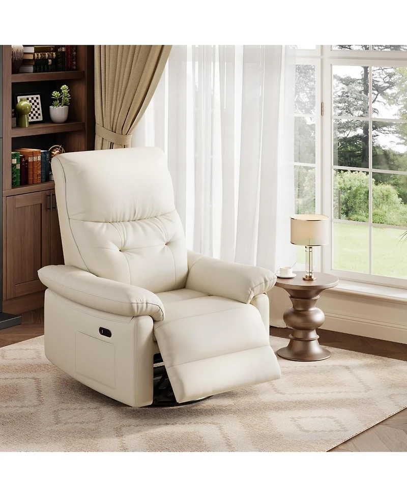 gaomon Power Recliner Chair, Usb Charging Port, Pu Leather Upholstered Fabric and Button Tufted Backrest