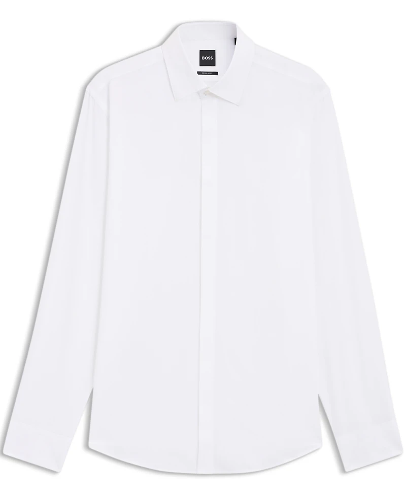 Boss by Hugo Men's Cotton Monogram-Jacquard Regular-Fit Dress Shirt