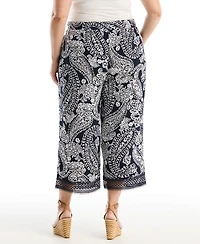 Rafaella Plus Paisley Crochet Trim Pant
