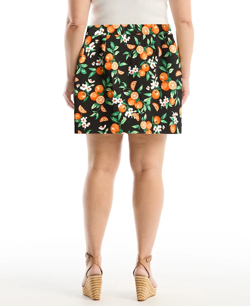 Rafaella Plus Orange Print Horse Bit Belted Skort