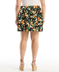 Rafaella Plus Orange Print Horse Bit Belted Skort