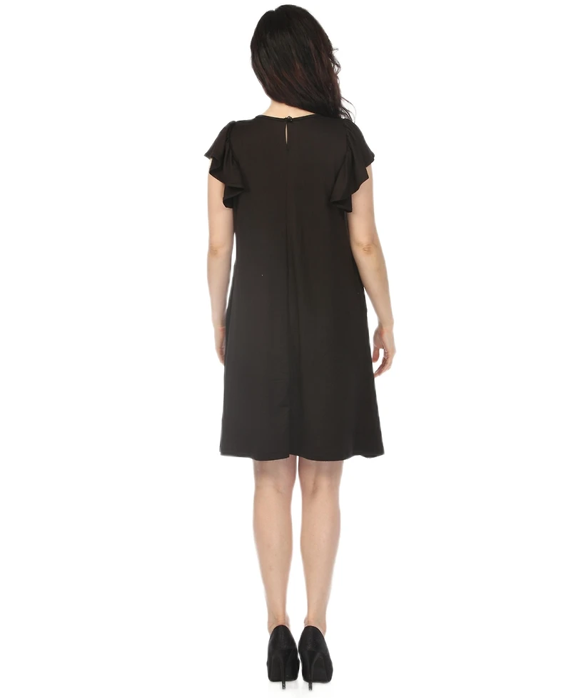 White Mark Women's Scoop Neck Flutter-Sleeve Maternity Dress