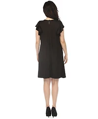 White Mark Women's Scoop Neck Flutter-Sleeve Maternity Dress