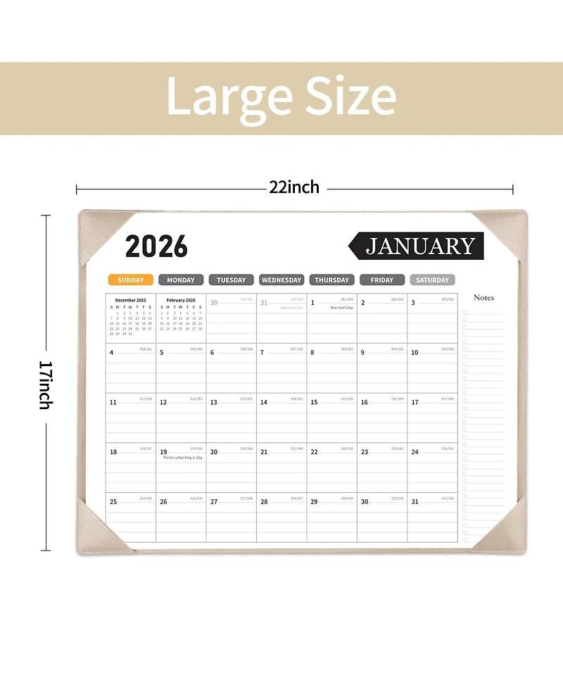 Gnuadz Large Desk Calendar 2026 18 Month Desktop Protecting Pad